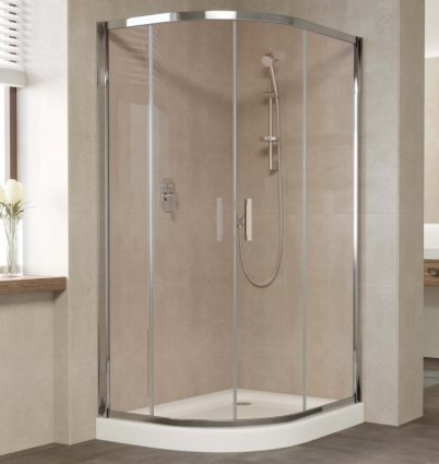 Душевой уголок Vegas Glass ZS-F 110*90 08 05 профиль глянцевый хром, стекло бронза