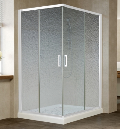 Душевой уголок Vegas Glass ZA-F 110*100 01 02 профиль белый, стекло шиншилла
