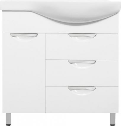 Тумба для комплекта Style Line Жасмин 82 L белая, с бельевой корзиной