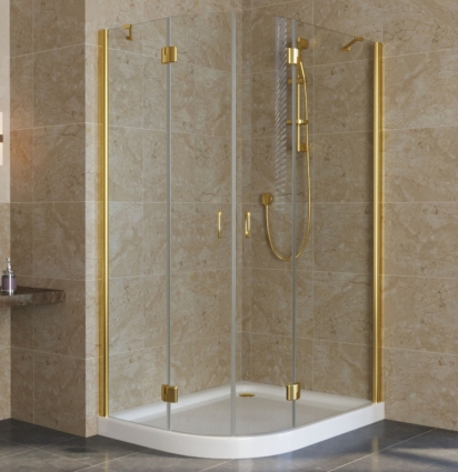 Душевой уголок Vegas Glass AFS-F Lux 110*100 09 01 R профиль золото, стекло прозрачное