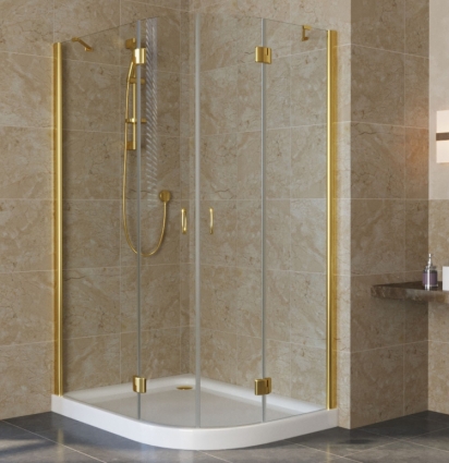 Душевой уголок Vegas Glass AFS-F Lux 120*100 09 01 L профиль золото, стекло прозрачное