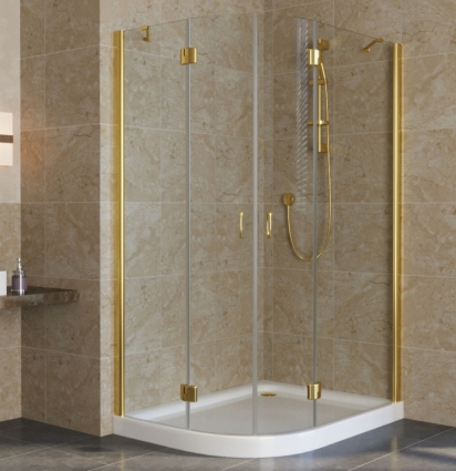 Душевой уголок Vegas Glass AFS-F Lux 120*100 09 01 R профиль золото, стекло прозрачное
