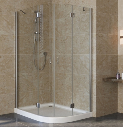 Душевой уголок Vegas Glass AFS-F Lux 120*100 08 01 L профиль глянцевый хром, стекло прозрачное