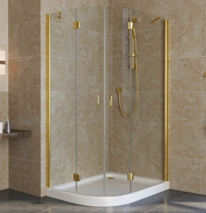 Душевой уголок Vegas Glass AFS-F Lux 100*90 09 01 R профиль золото, стекло прозрачное