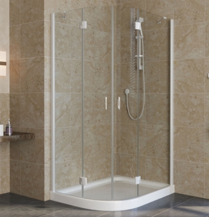 Душевой уголок Vegas Glass AFS-F Lux 110*80 01 01 R профиль белый, стекло прозрачное
