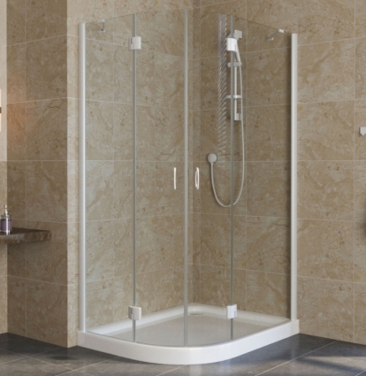 Душевой уголок Vegas Glass AFS-F Lux 110*90 01 01 R профиль белый, стекло прозрачное