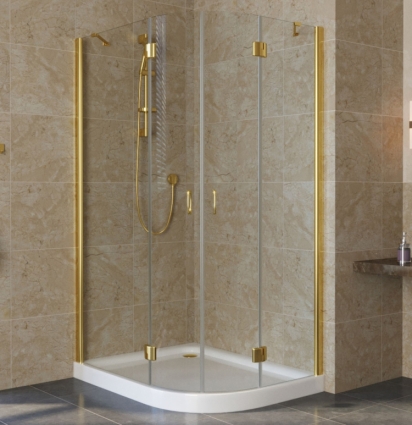 Душевой уголок Vegas Glass AFS-F Lux 110*90 09 01 L профиль золото, стекло прозрачное