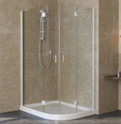 Душевой уголок Vegas Glass AFS-F Lux 110*100 01 01 L профиль белый, стекло прозрачное