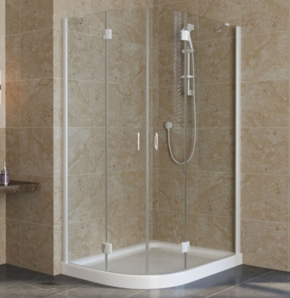 Душевой уголок Vegas Glass AFS-F Lux 110*100 01 01 R профиль белый, стекло прозрачное