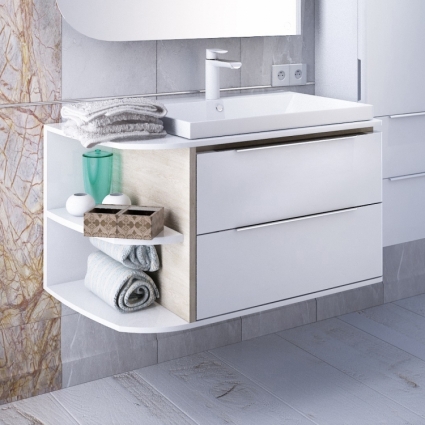 Тумба для комплекта Iddis Calipso 80 подвесная, белая, дерево
