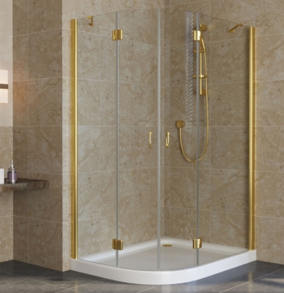 Душевой уголок Vegas Glass AFS-F Lux 120*110 09 01 R профиль золото, стекло прозрачное