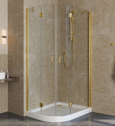 Душевой уголок Vegas Glass AFS-F Lux 80*90 09 01 R профиль золото, стекло прозрачное