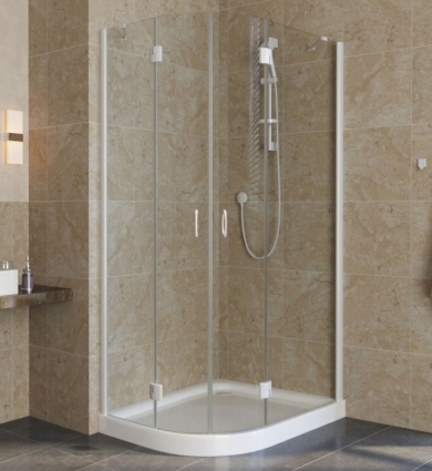 Душевой уголок Vegas Glass AFS-F Lux 80*90 01 01 R профиль белый, стекло прозрачное