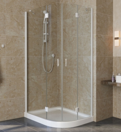 Душевой уголок Vegas Glass AFS-F Lux 80*90 01 01 L профиль белый, стекло прозрачное