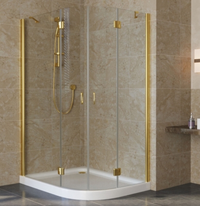 Душевой уголок Vegas Glass AFS-F Lux 120*110 09 01 L профиль золото, стекло прозрачное