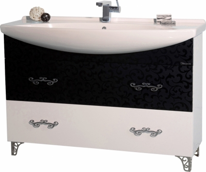 Тумба с раковиной Bellezza Маргарита 120 белая с черным