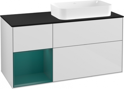 Тумба для комплекта Villeroy & Boch Finion G272GSGF 120 см, glossy white, cedar matt, внутренняя подсветка, настенная подсветка