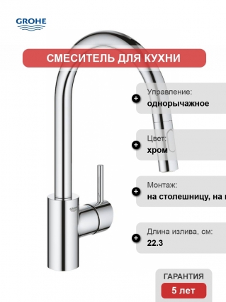 Смеситель Grohe Concetto 31483002 для кухонной мойки