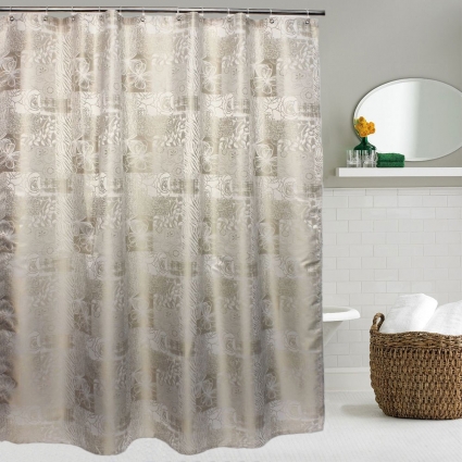 Штора для ванной Bath Plus Decor collection JAC1506 180x200, золото-бежевая