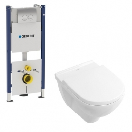 Комплект инсталляция Geberit Duofix + унитаз Villeroy&Boch O.Novo + крышка "микролифт"
