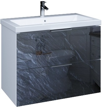 Тумба с раковиной Marka One Liriya 75П black stone