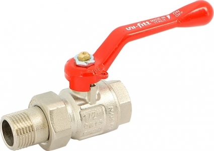 Шаровый кран Uni-Fitt Etalon 113L2000 1/2 нар-вн, с накидной гайкой, полнопроходной, ручка рычаг