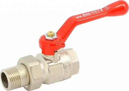 Шаровый кран Uni-Fitt Etalon 113L4000 1 нар-вн, с накидной гайкой, полнопроходной, ручка рычаг