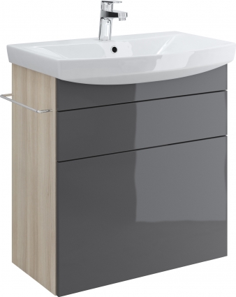 Тумба с раковиной Cersanit Smart 70 ясень, серый