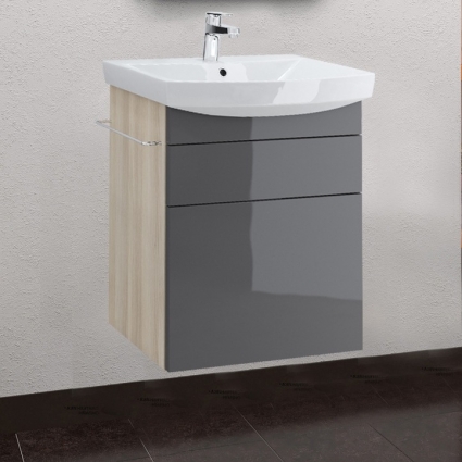 Тумба с раковиной Cersanit Smart Carina 60 ясень, серый
