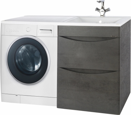 Тумба для комплекта Bellezza Олиссия 120 R, серая, под стиральную машину, 2 ящика