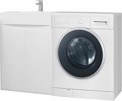 Тумба с раковиной Bellezza Олиссия 120 L, белая, под стиральную машину