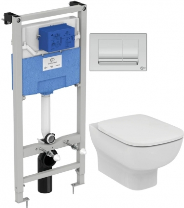 Комплект Ideal Standard Esedra AquaBlade T387301 унитаз + инсталляция с кнопкой смыва