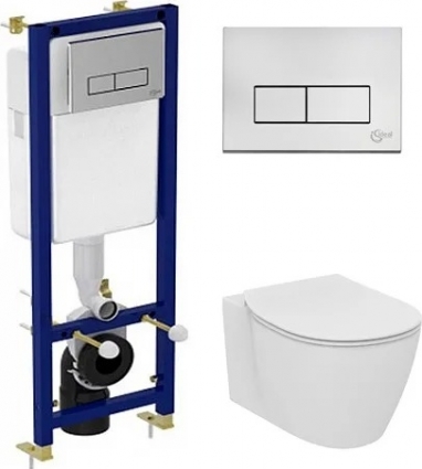 Комплект Система инсталляции для унитазов Ideal Standard W3710AA 4 в 1 + Унитаз подвесной Ideal Standard Connect AquaBlade E047901 + Крышка-сиденье Ideal Standard Connect E772401 с микролифтом