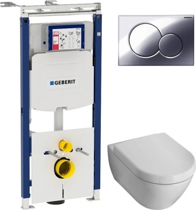 Комплект Система инсталляции для унитазов Geberit Duofix Sigma 12 Plattenbau 111.362.00.5 + Унитаз подвесной Villeroy & Boch Subway 2.0 5600 1001 alpin + Кнопка смыва Geberit Sigma 01 115.770.21.5 хром + Крышка-сиденье Villeroy & Boch Subway 2
