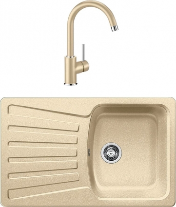 Комплект Мойка кухонная Blanco Nova 45 S шампань + Смеситель Mida 524206 для кухонной мойки