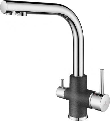 Смеситель Paulmark Es213011-DGCR для кухонной мойки, графит-хром