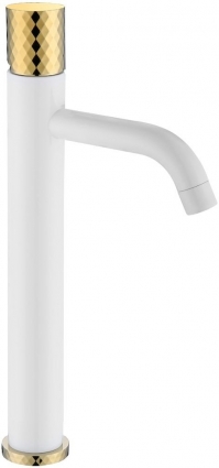 Смеситель Boheme Stick 122-WG для раковины, white diamond gold
