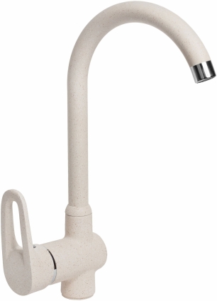 Смеситель AquaGranitEx C-5035 для кухонной мойки, бежевый