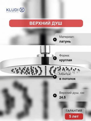 Верхний душ Kludi A-QA 6651105-00 24,5 см
