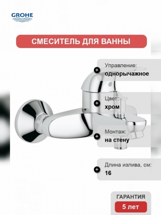 Смеситель для ванны Grohe Euroeco