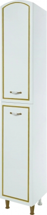 Шкаф-пенал Bellezza Амелия 35 L, с бельевой корзиной, белый патина золото
