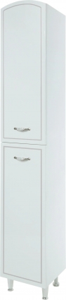 Шкаф-пенал Bellezza Амелия 35 L, с бельевой корзиной, белый патина серебро