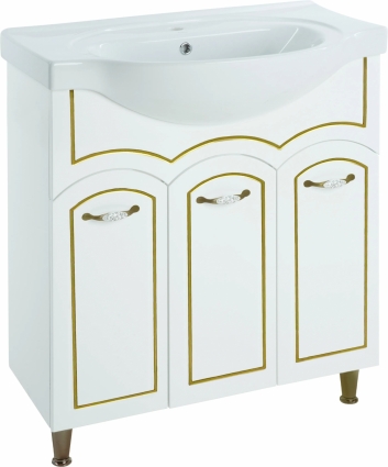 Тумба для комплекта Bellezza Амелия 80 белая, патина золото