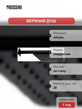 Верхний душ Bossini Cosmo H69598I.073 черный матовый