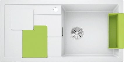 Мойка кухонная Blanco Sity XL 6 S белая, аксессуары киви