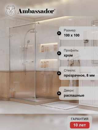 Душевой уголок Ambassador Abner 10011102L 100х100 см