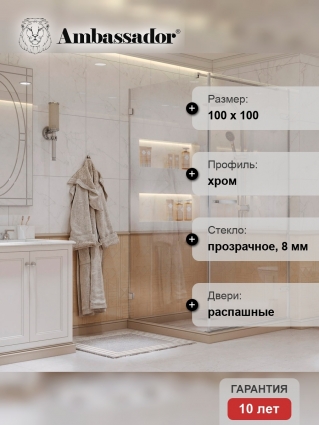 Душевой уголок Ambassador Abner 10011102R 100х100 см