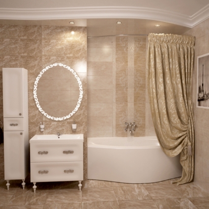 Штора для ванной Aima Design У37614 270x240, двойная, жемчужная
