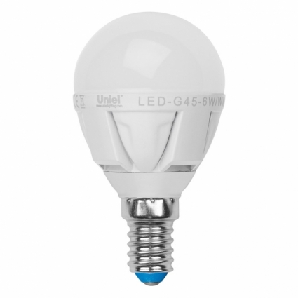 Лампа светодиодная E14 7W 3000K шар матовый LED-G45-7W/WW/E14/FR PLP01WH