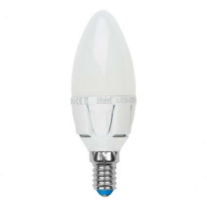 Лампа светодиодная (07889) E14 6W 4500K свеча матовая LED-C37-6W/NW/E14/FR ALP01WH